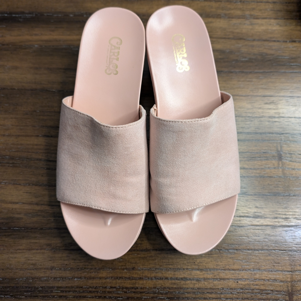 Blush wedge mule size 8